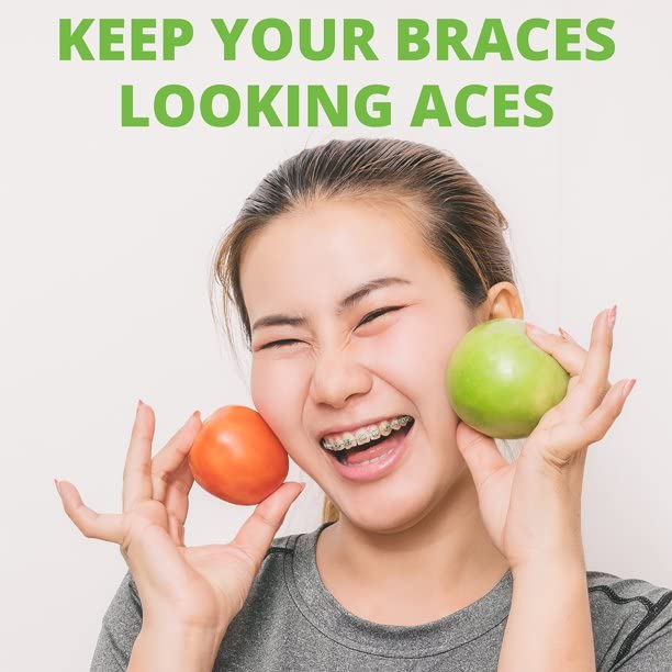 Soft flexible pick removes food and plaque without damaging braces