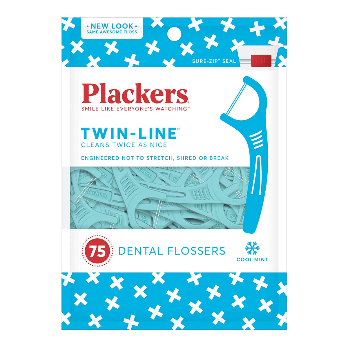 Plackers Whitening Twin Line Floss Picks 75 Count 3 Pack
