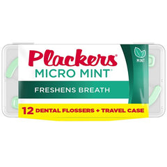 Plackers Micro Mint Flossers Travel Case - pack of 12 cases (144 flossers total).