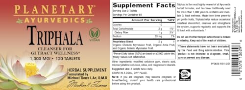 Triphala supplement facts label