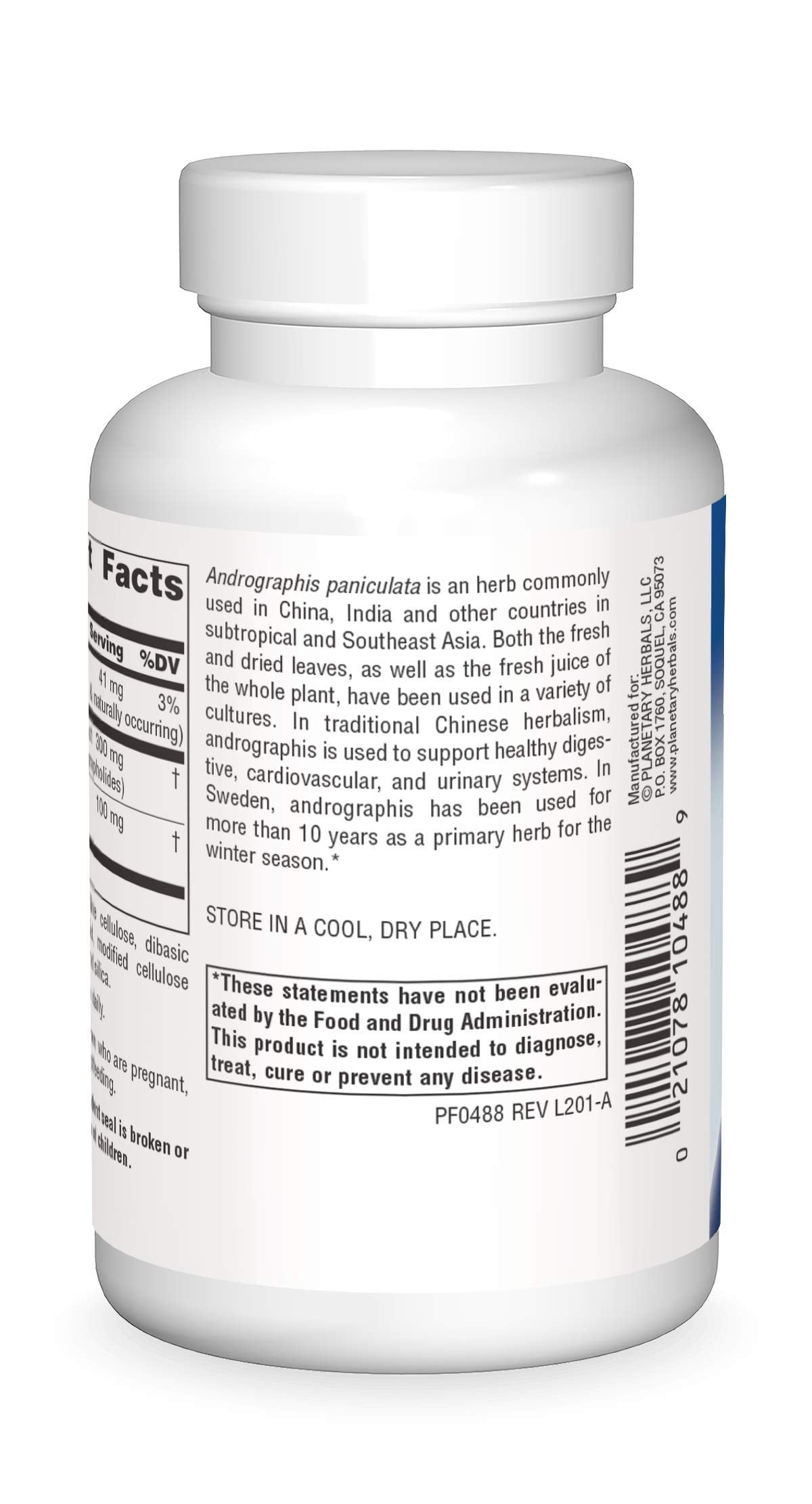 Front label of Planetary Herbals Andrographis 400mg bottle