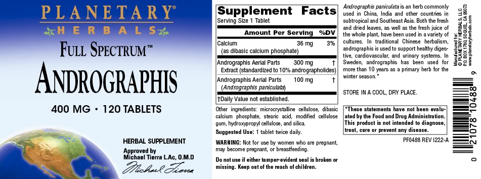 Close-up of Andrographis product packaging