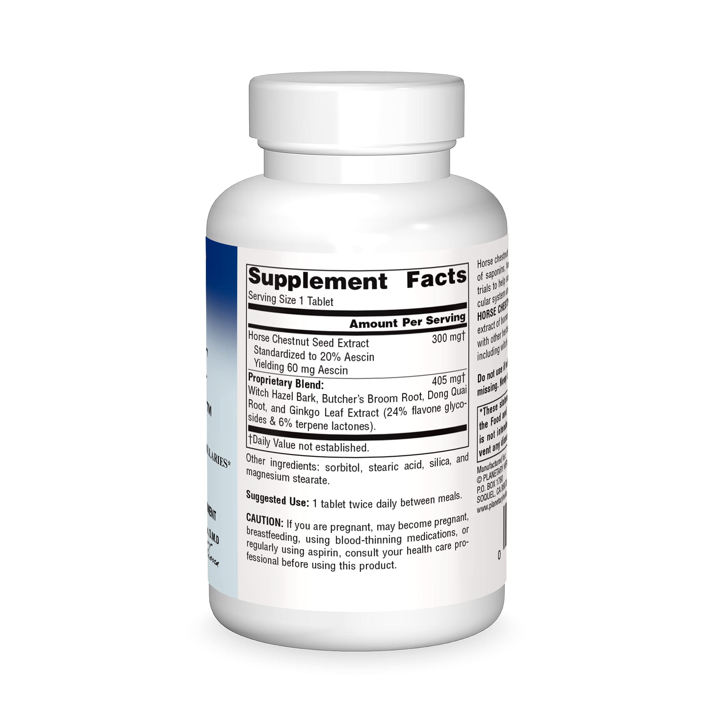 Supplement facts and 705mg Horse Chestnut extract