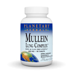 Bottle of Planetary Herbals Mullein Lung Complex 90 Tablets