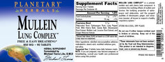 Packaging of Planetary Herbals Mullein Lung Complex 90 tablets