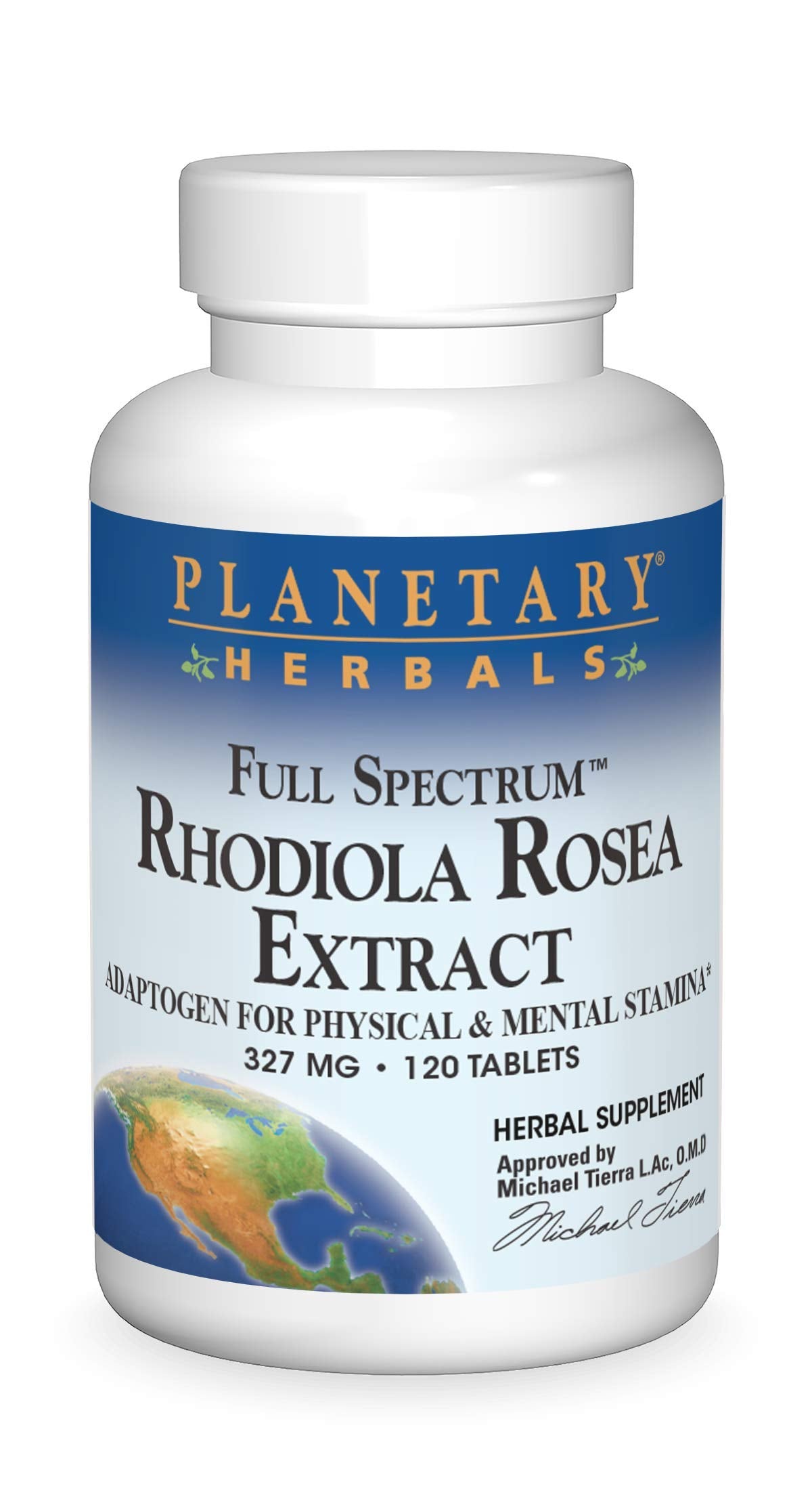 Planetary Herbals Rhodiola Rosea Full Spectrum 327 mg bottle and label