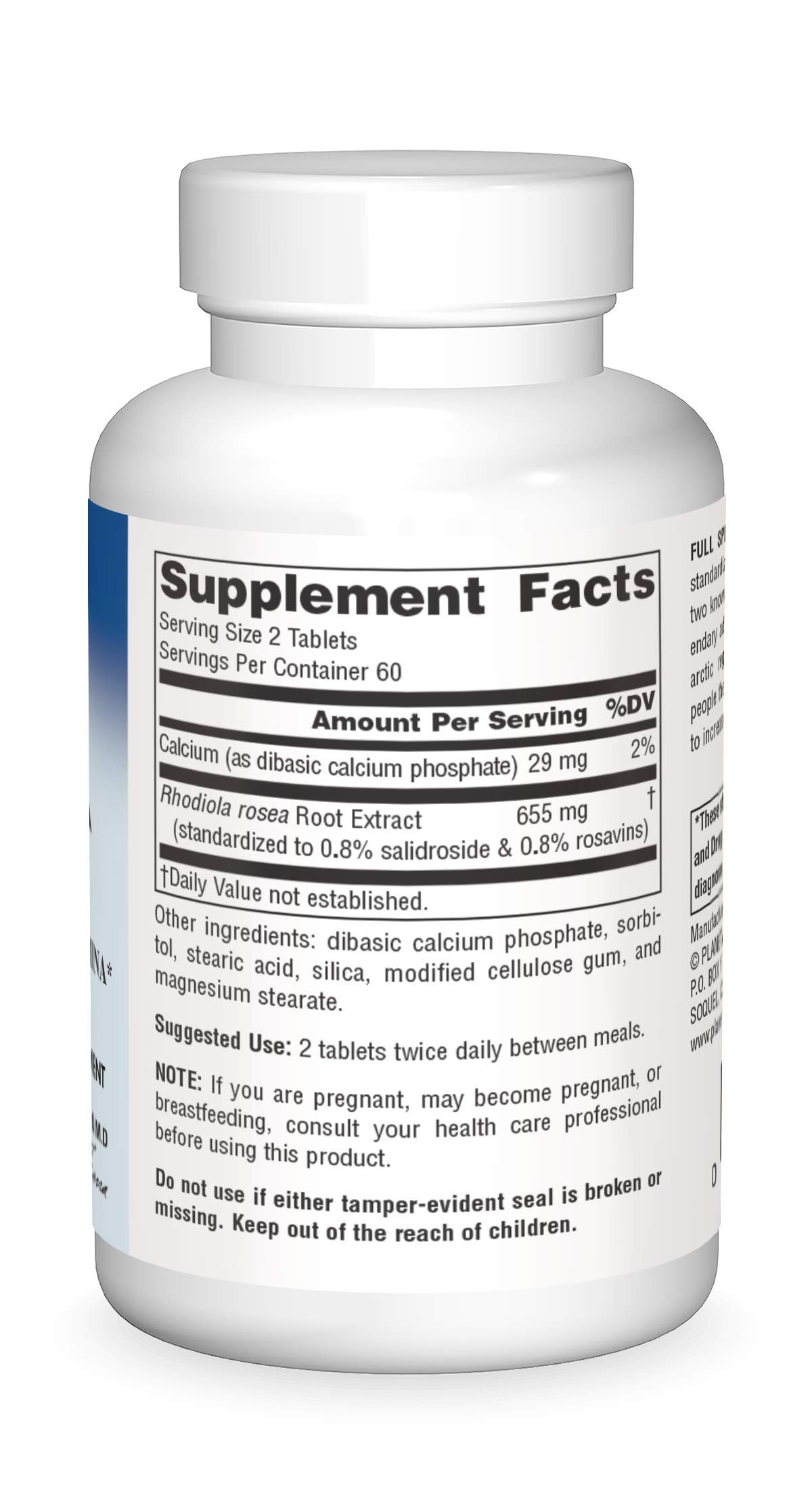 Ingredients and extract information for Rhodiola Rosea Full Spectrum