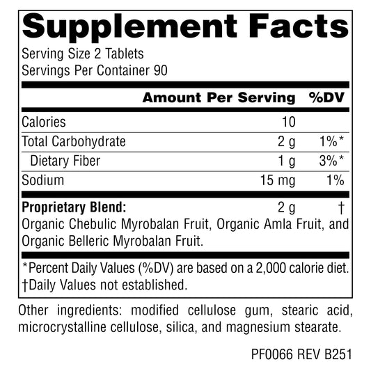 Close-up of Triphala capsules showing 1000mg strength