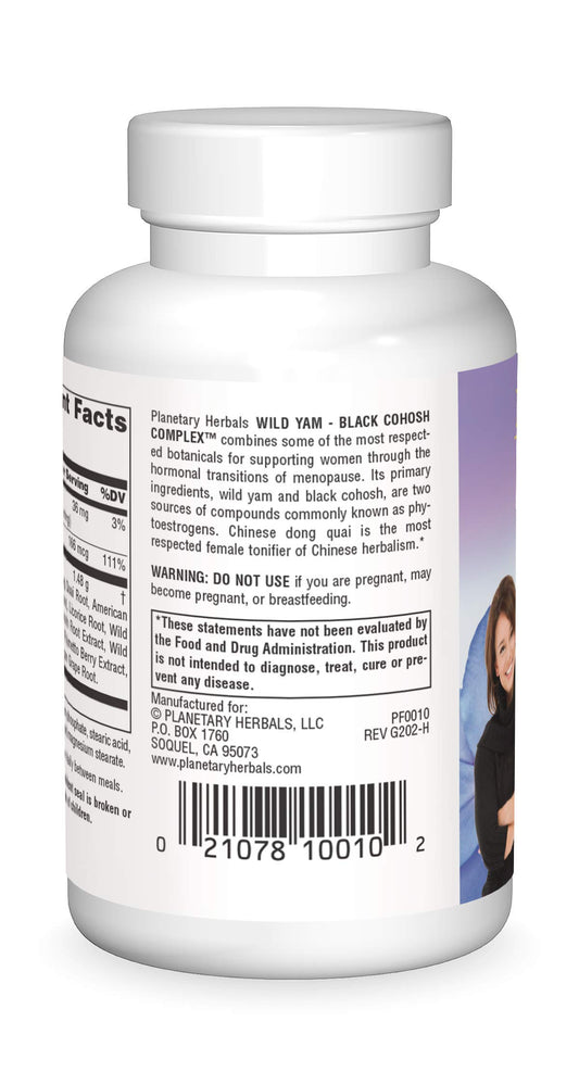 Close-up of Planetary Herbals Wild Yam-Black Cohosh Complex tablets