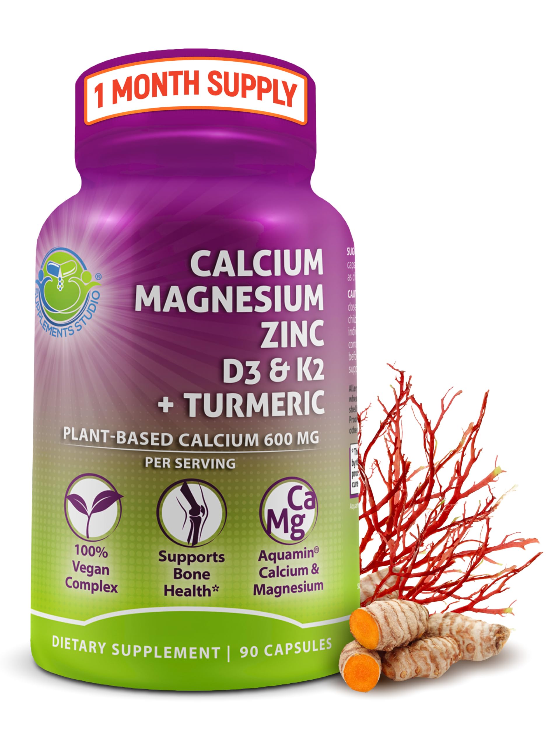 Bottle of Plant-Based Calcium 600mg Aquamin