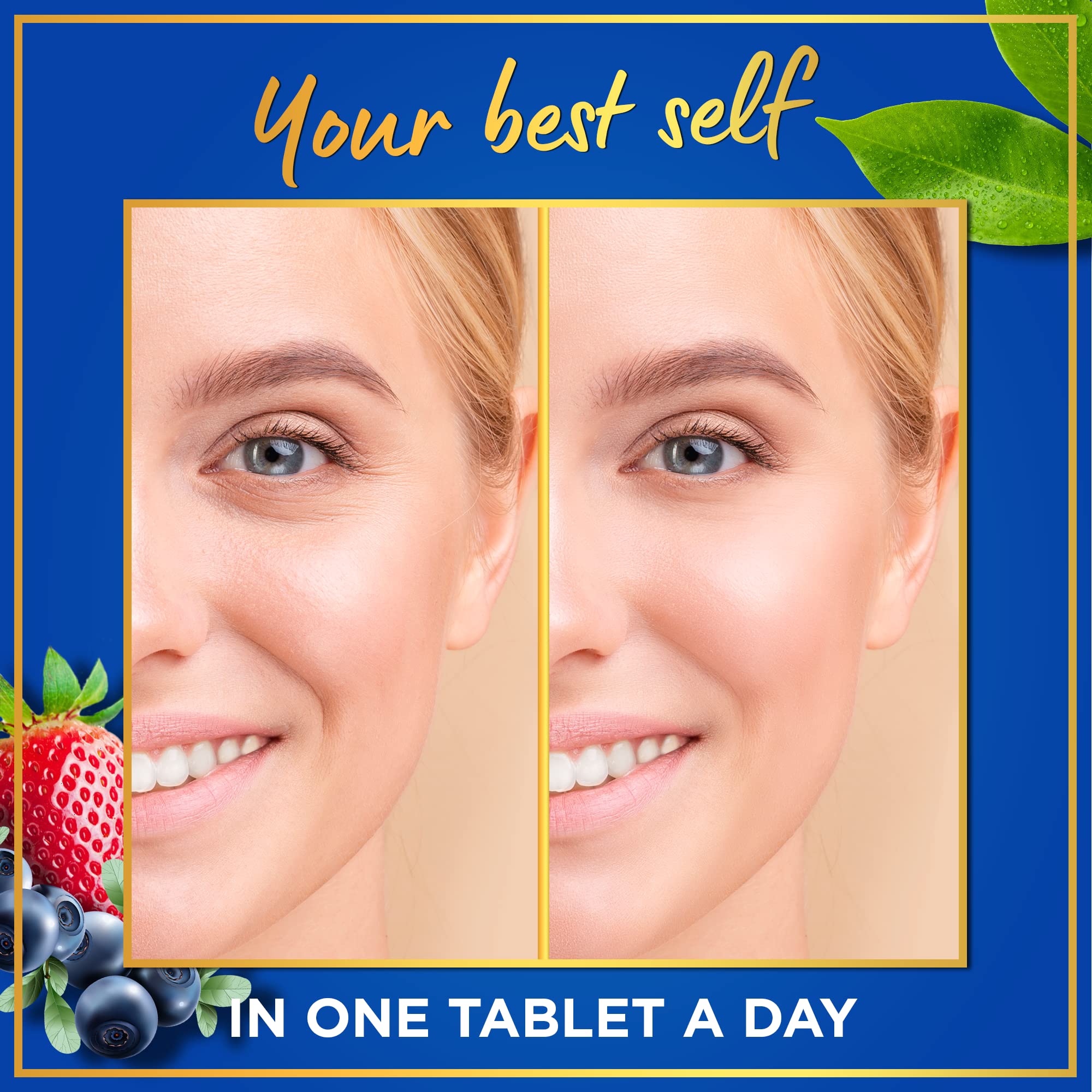 Plant-based collagen booster ingredients label featuring amino acids.