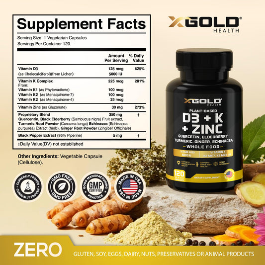plant-based D3 5000 IU from lichen and K2 MK7/MK4/K1 capsules