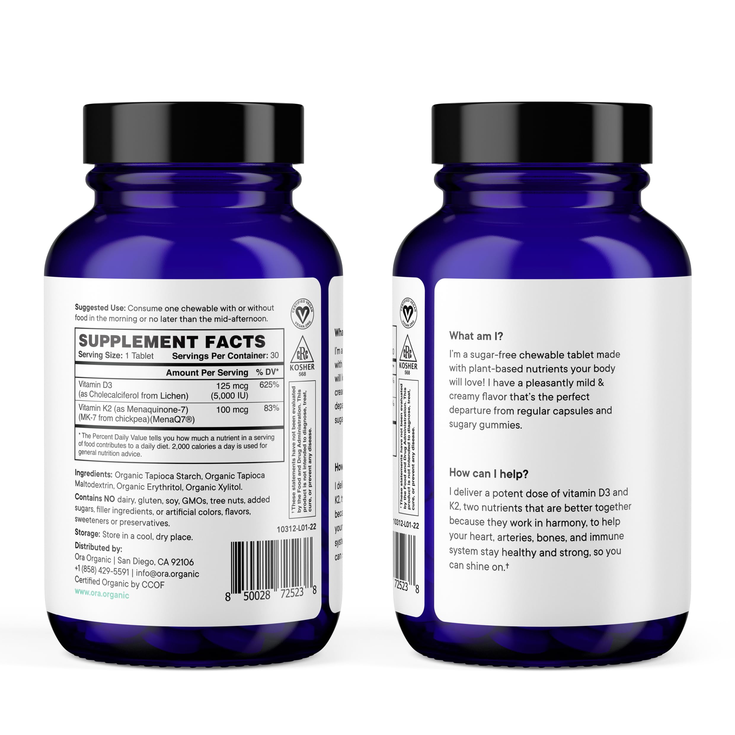 Plant-based Vitamin D3 and K2 supplement concept