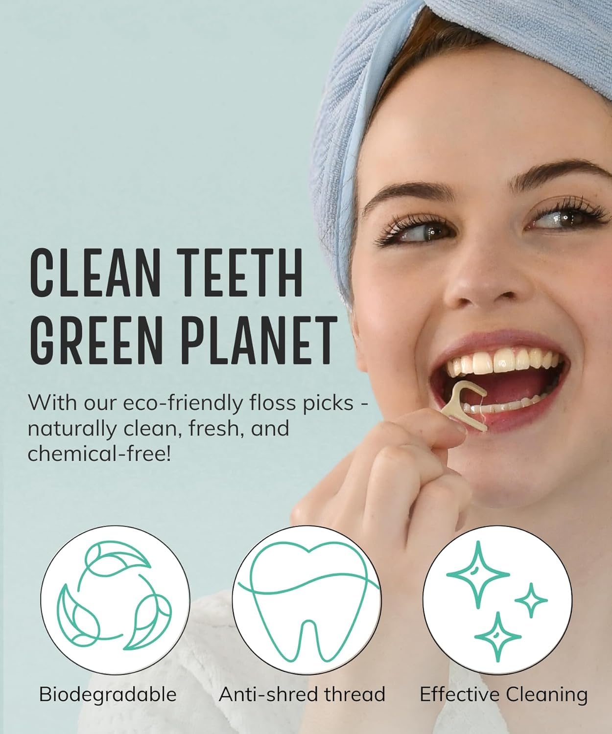 Plant-based dental floss sticks - shred-resistant