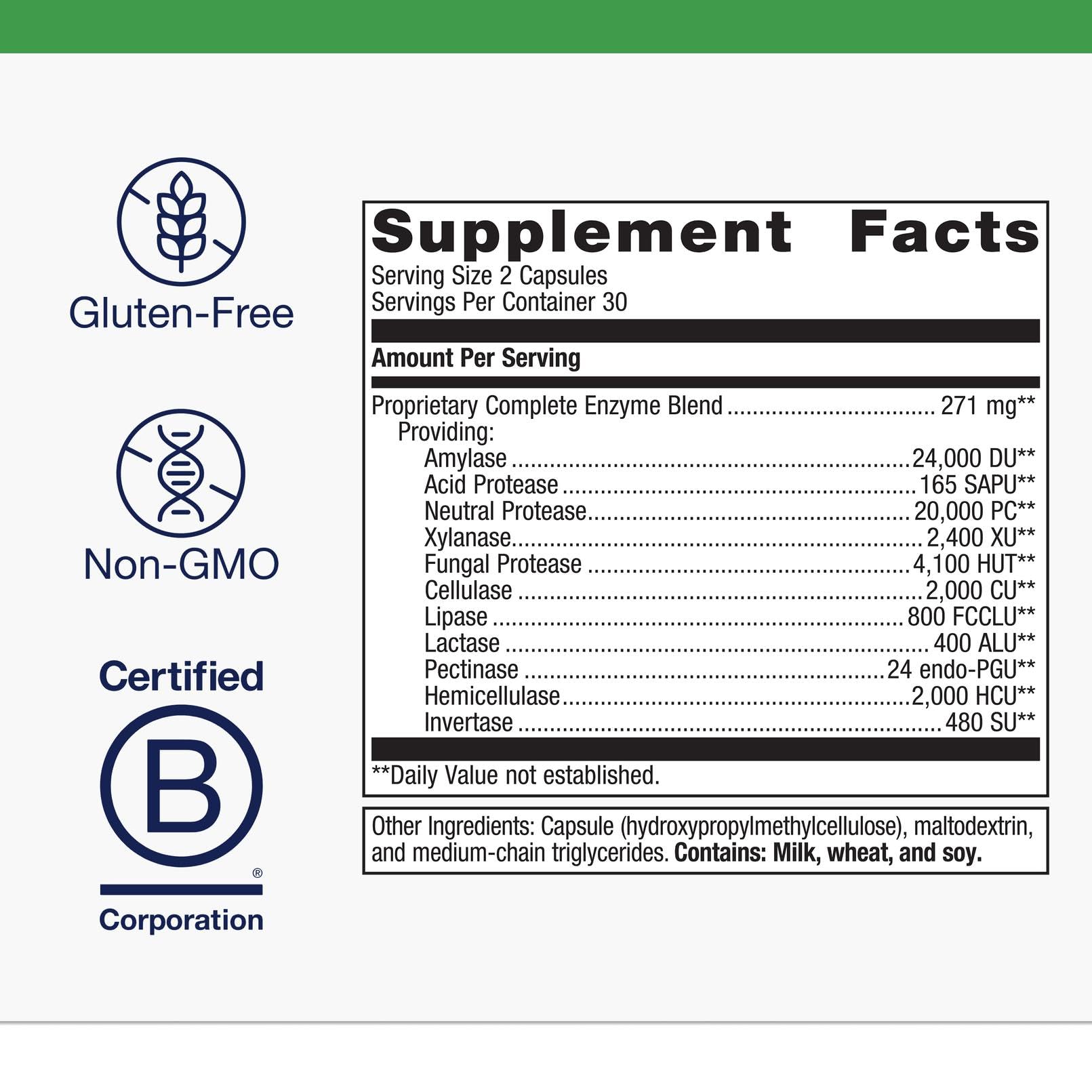Plant-based digestive enzyme capsules