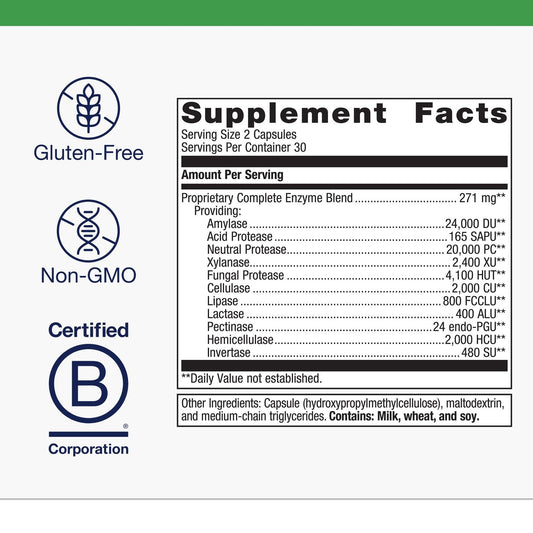 Plant-based digestive enzyme capsules