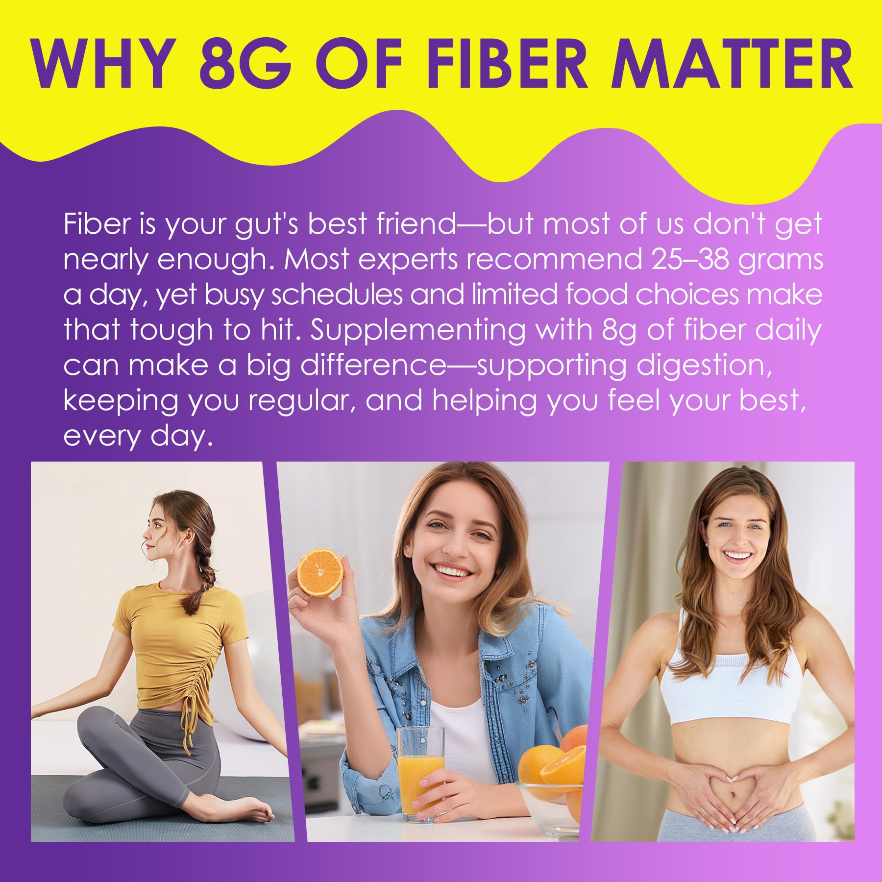 Sugar-free, plant-based fiber supplement gummies