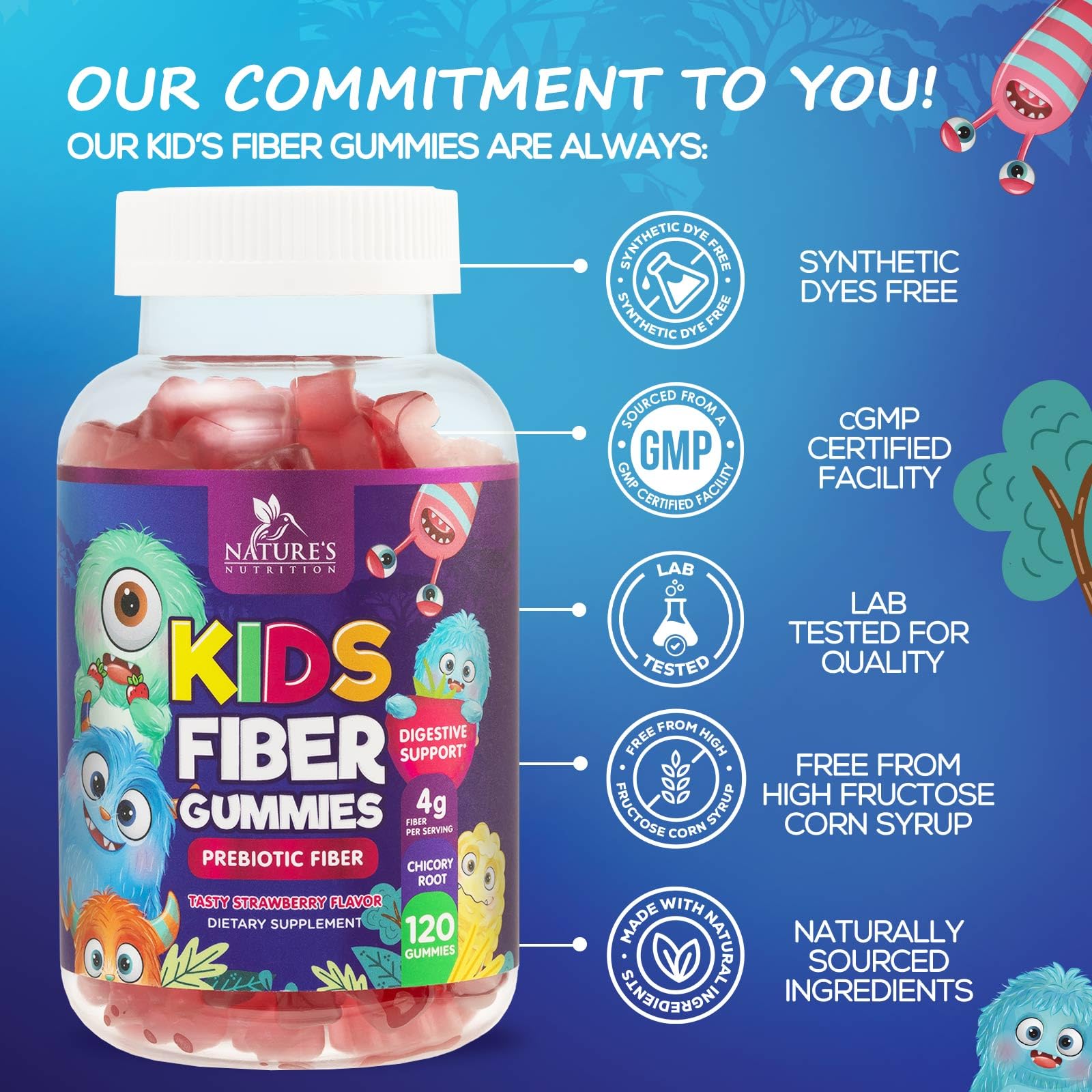 Illustration of plant-based vegan non-GMO gummy ingredients