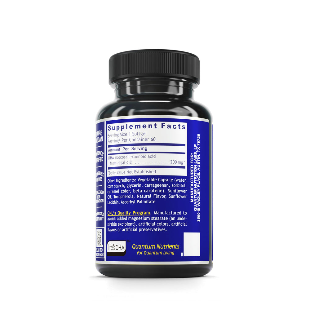 Vegan algae-derived DHA omega-3 softgels for brain, eye and heart health