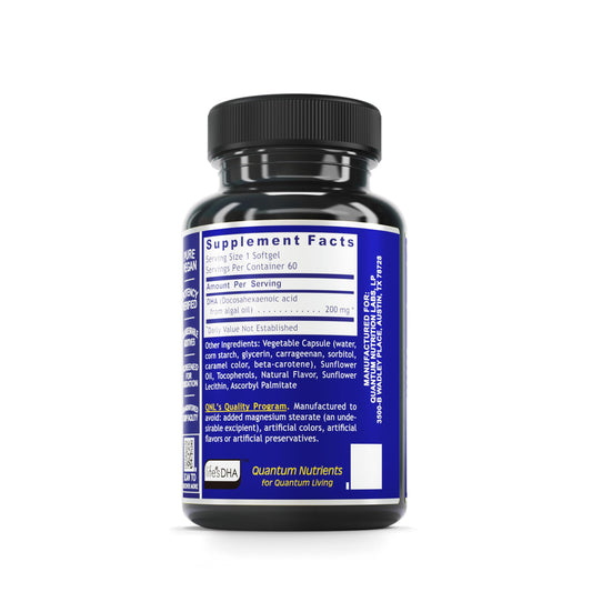 Vegan algae-derived DHA omega-3 softgels for brain, eye and heart health