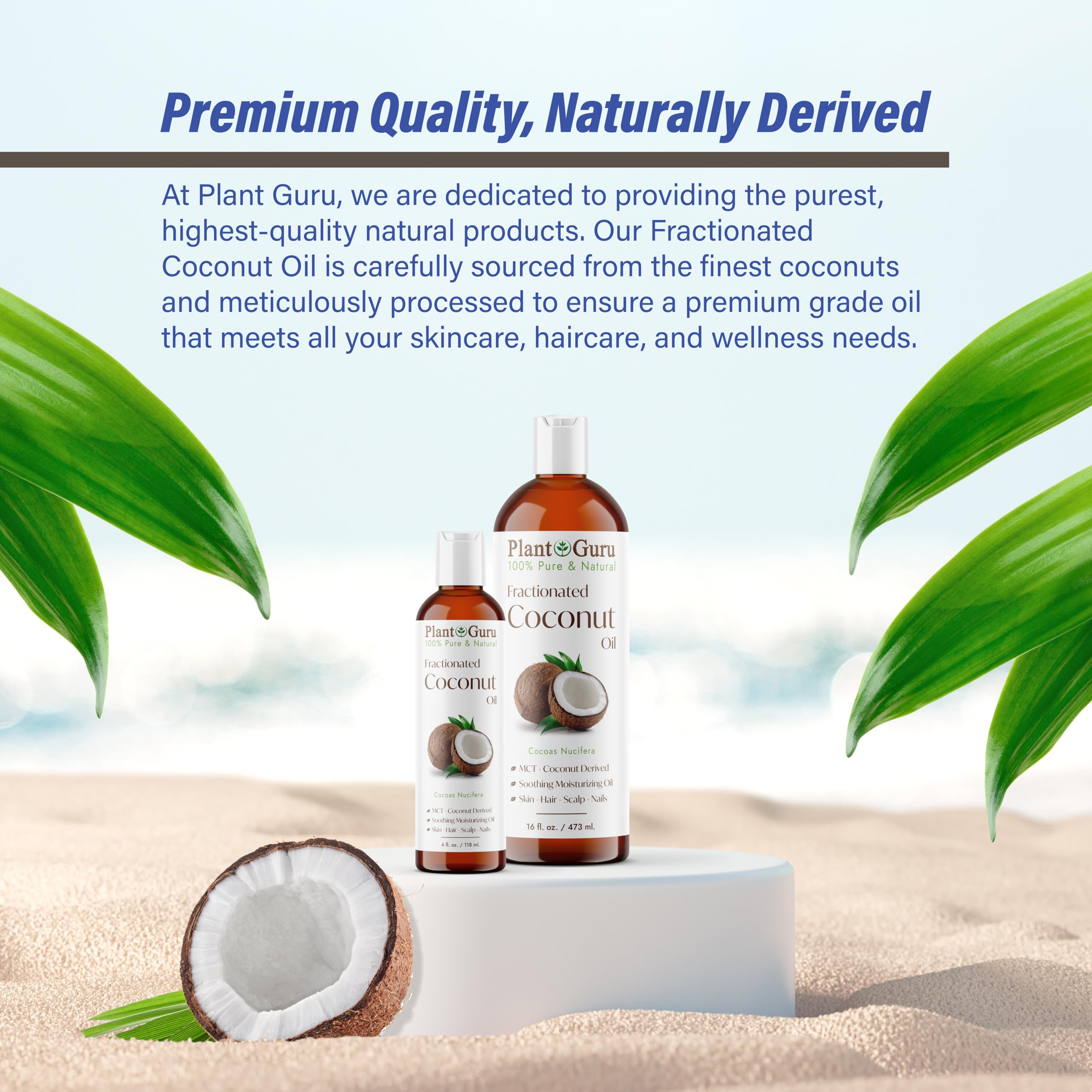 Close-up of clear, odorless fractionated coconut oil