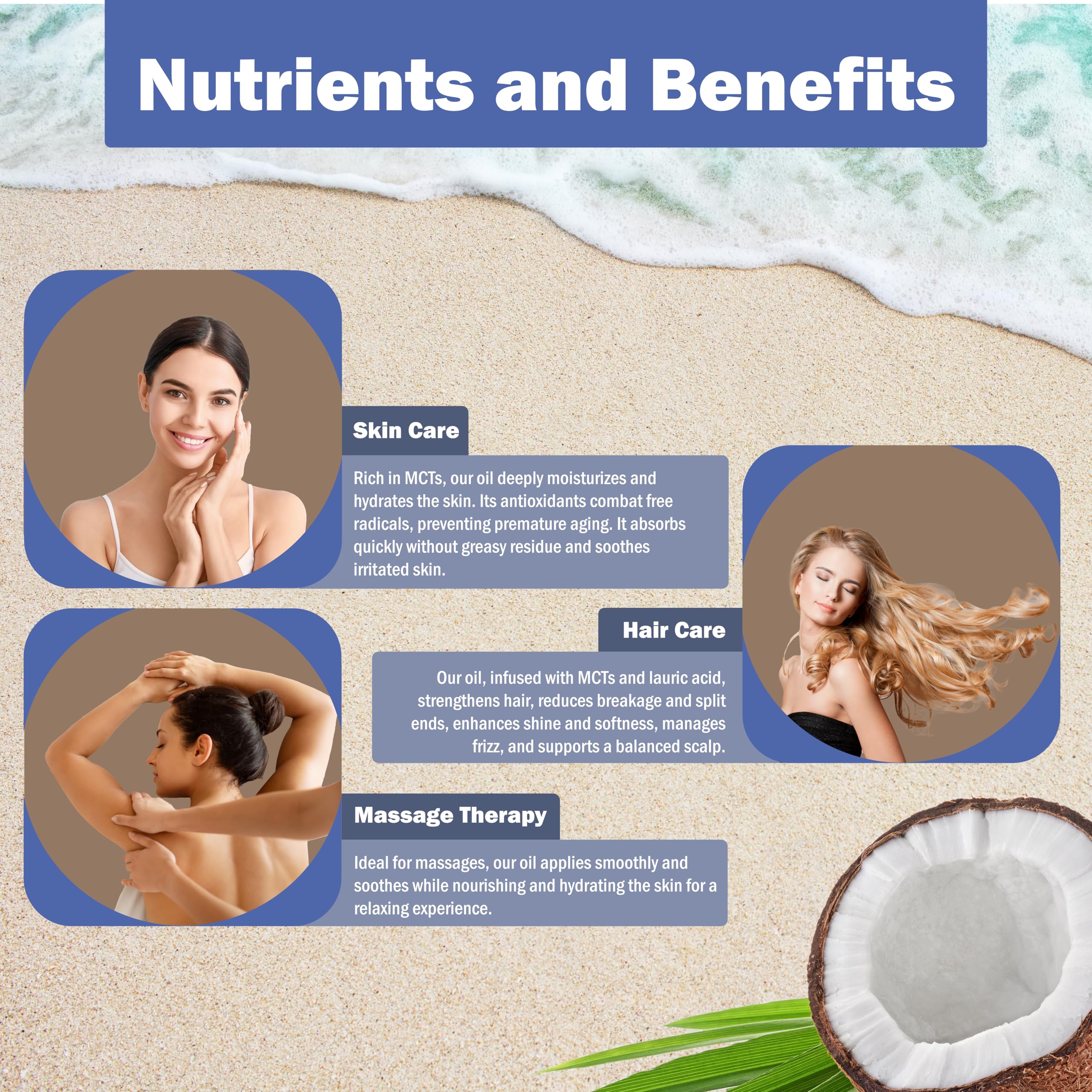 Moisturized skin showing non-greasy finish from fractionated coconut oil