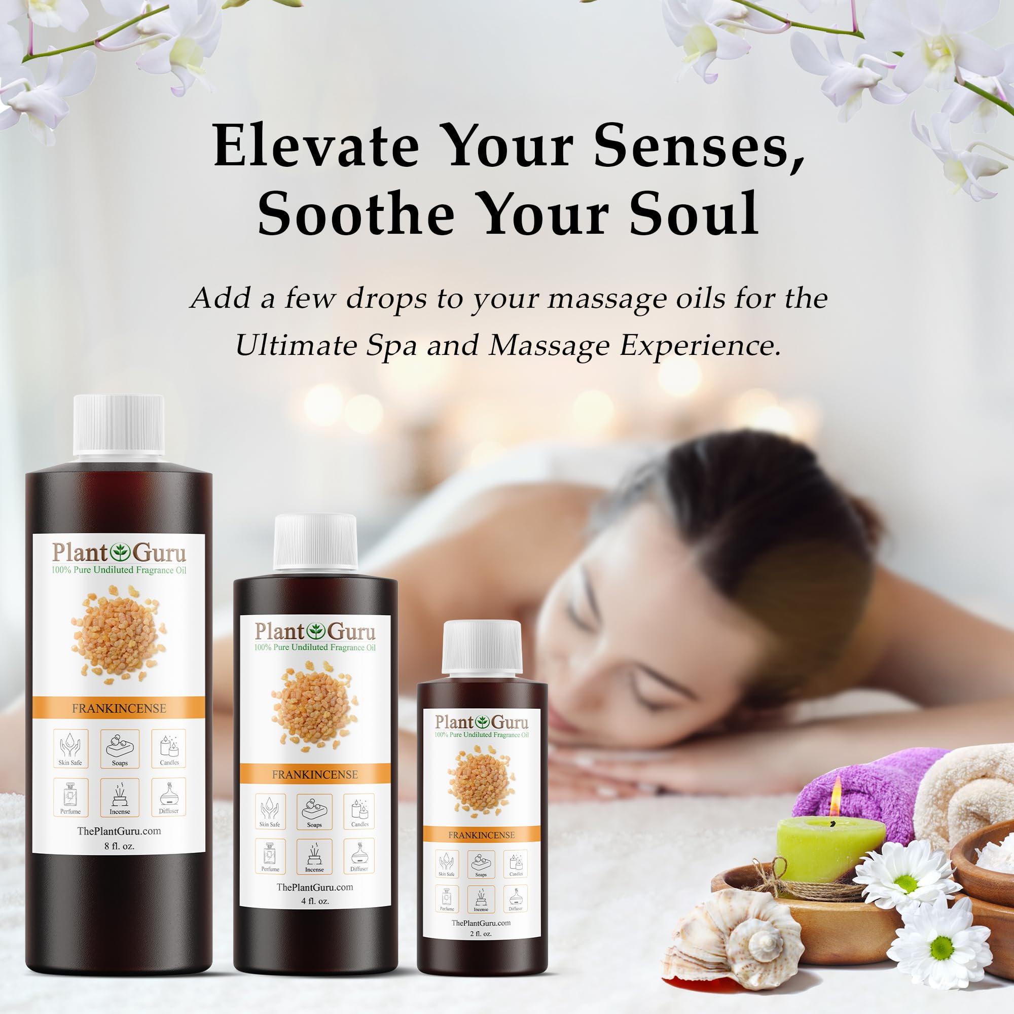 Plant Guru Frankincense Fragrance Oil bath bomb mixing for spa-like scent.