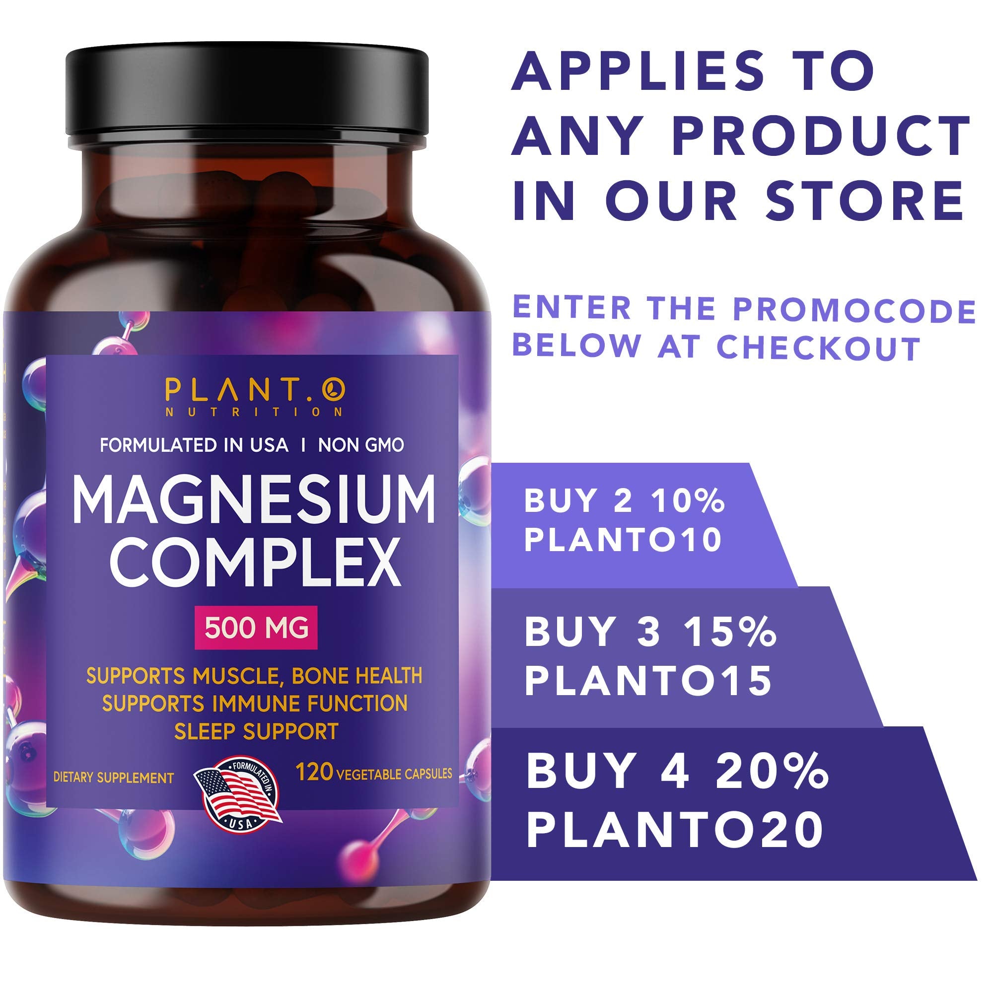 Vegan magnesium oxide/citrate supporting heart health and digestion