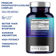 Product label for PLANT.O NUTRITION Choline Phosphatidylcholine