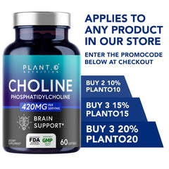 Product box and bottle packaging for PLANT.O NUTRITION Choline Phosphatidylcholine
