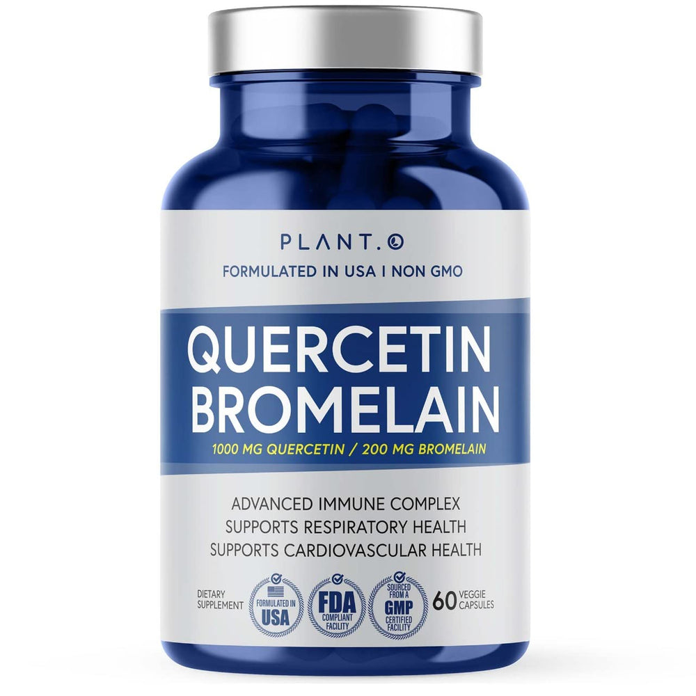 Bottle of Plant.O Nutrition Quercetin with Bromelain 1000mg - 60 veggie capsules