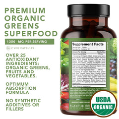 Close-up of greens and reds ingredients used in Plant.O supplement