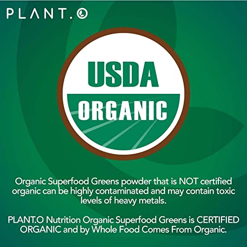 Vegan-friendly organic supplement packaging for Plant.O Super Greens