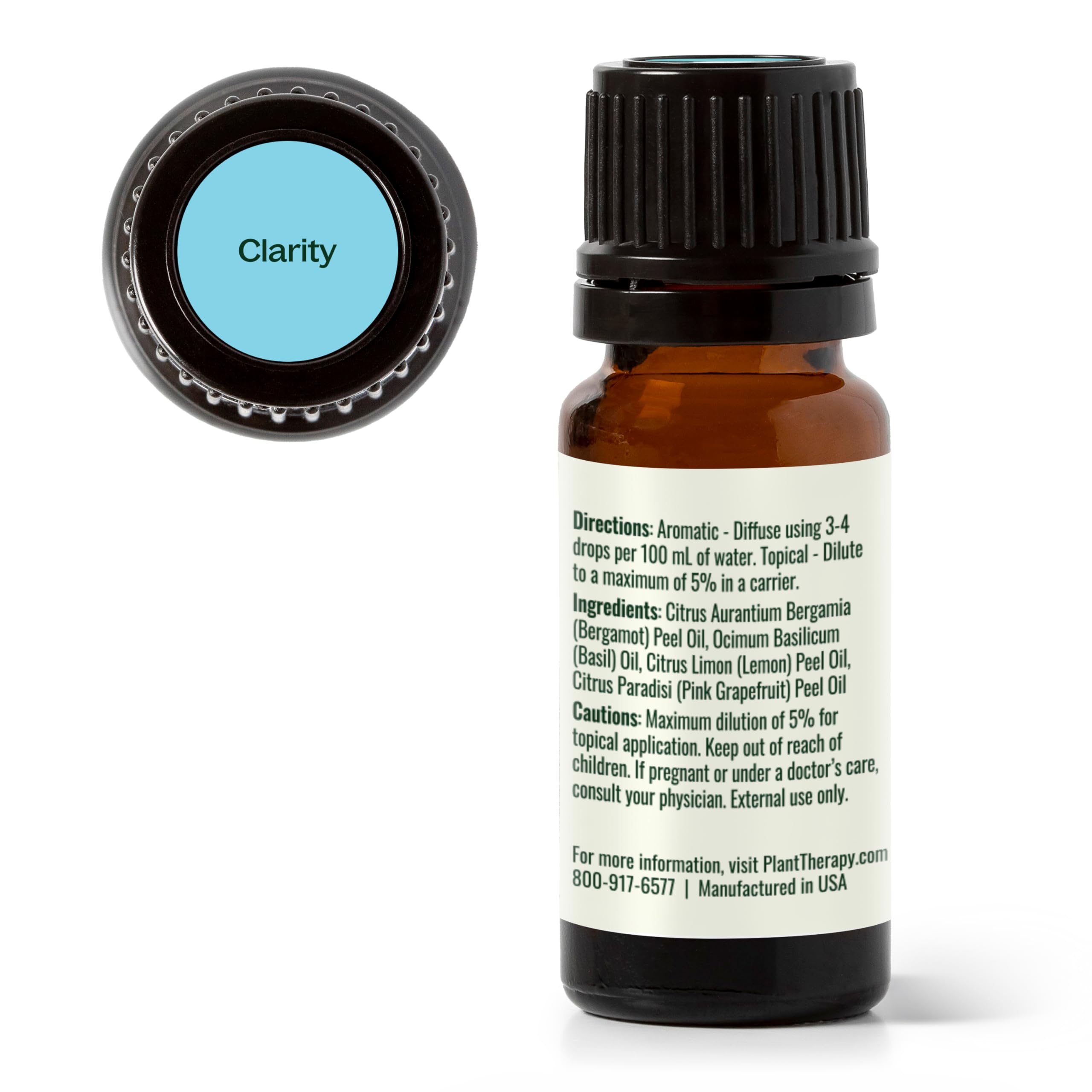 Plant Therapy Clarity bottle and diffuser setup for morning routine.