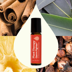 Close-up of Germ Fighter ingredients Lemon Clove Rosemary Eucalyptus
