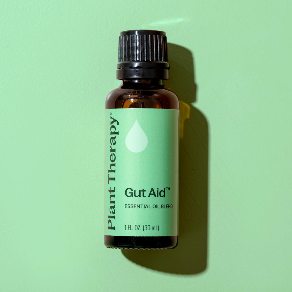 Plant Therapy Gut Aid ginger, fennel, and lemongrass components in blend.