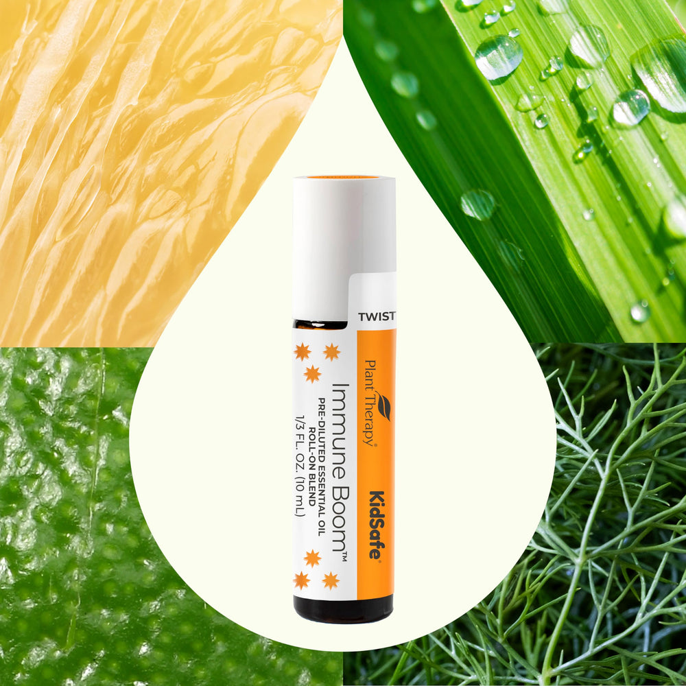 Ingredients board for Immune Boom: Lemon, Palmarosa, Dill Weed, Petitgrain, Copaiba, Frankincense