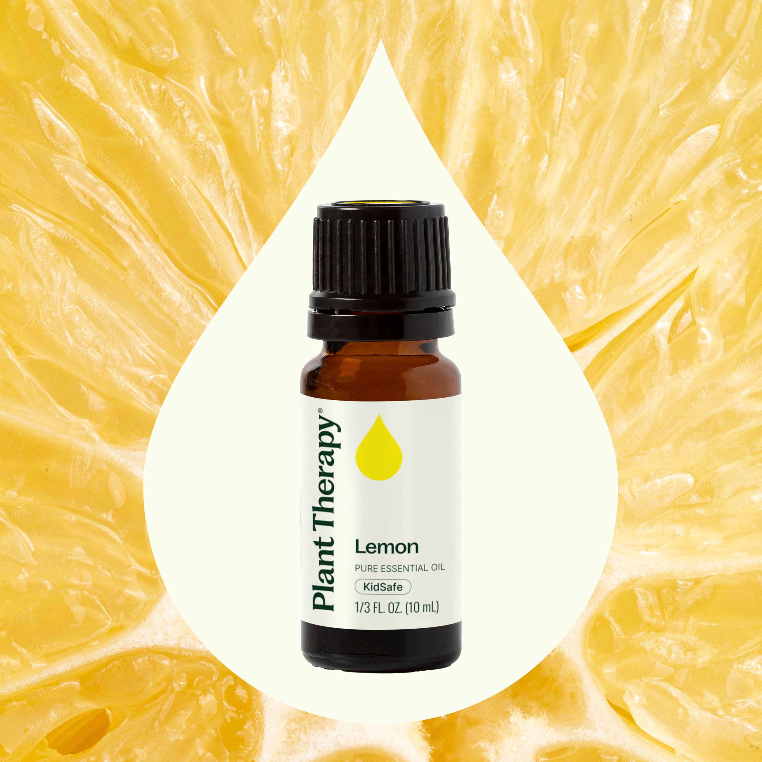 Close-up of Lemon Essential Oil label on Plant Therapy bottle