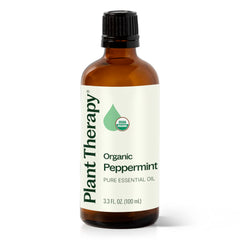 Front view of Plant Therapy Organic Peppermint Essential Oil bottle (100 mL).