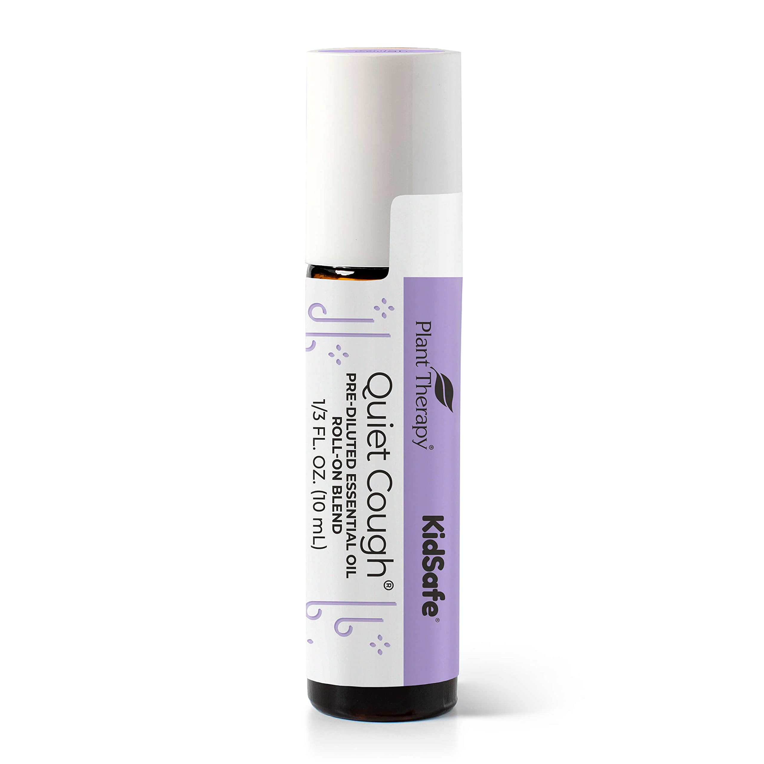 Front view of Plant Therapy Quiet Cough KidSafe Roll-On 10 mL bottle