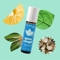 Label on Plant Therapy Quiet Cough KidSafe Roll-On 10 mL