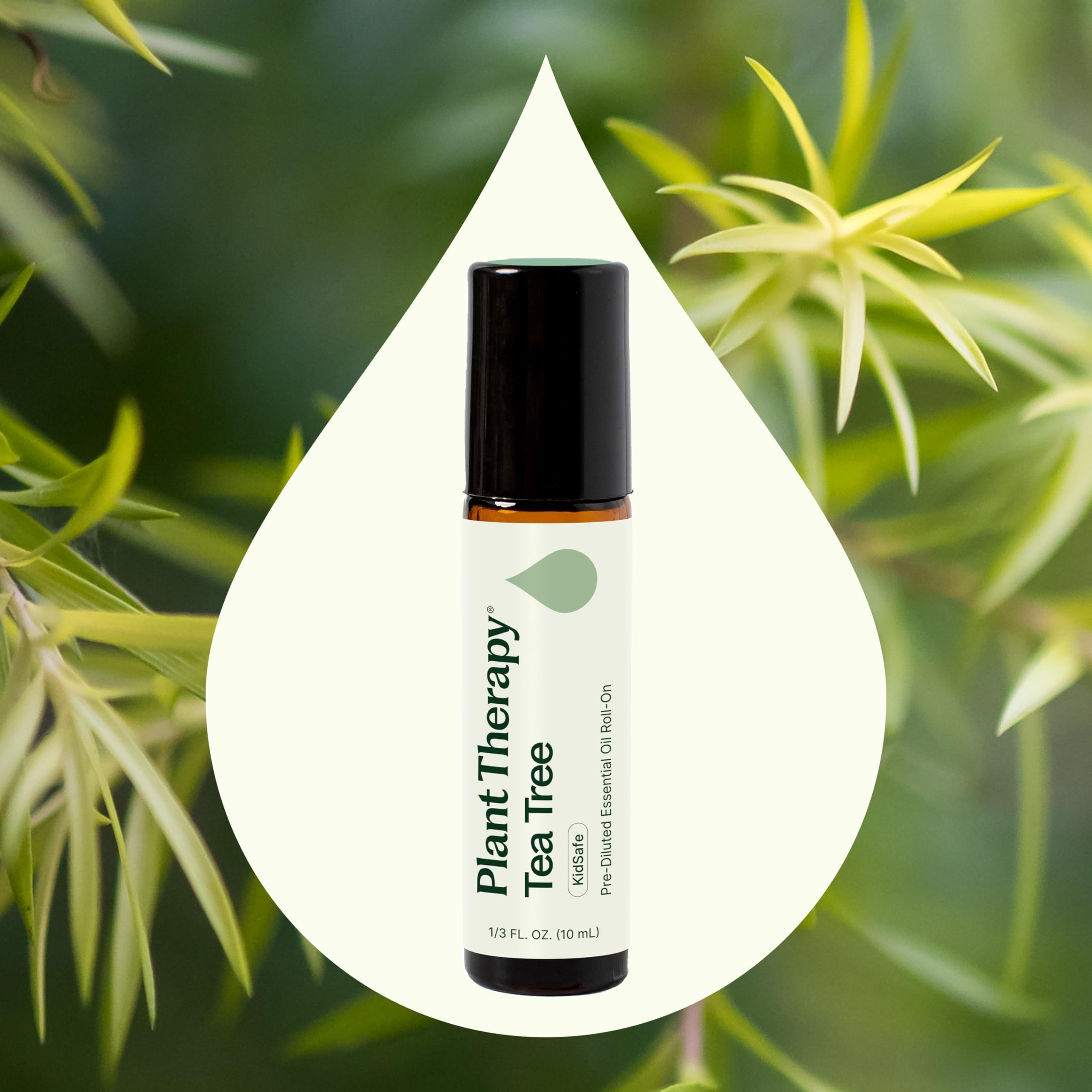 Tea Tree Essential Oil label showing 100% pure therapeutic grade