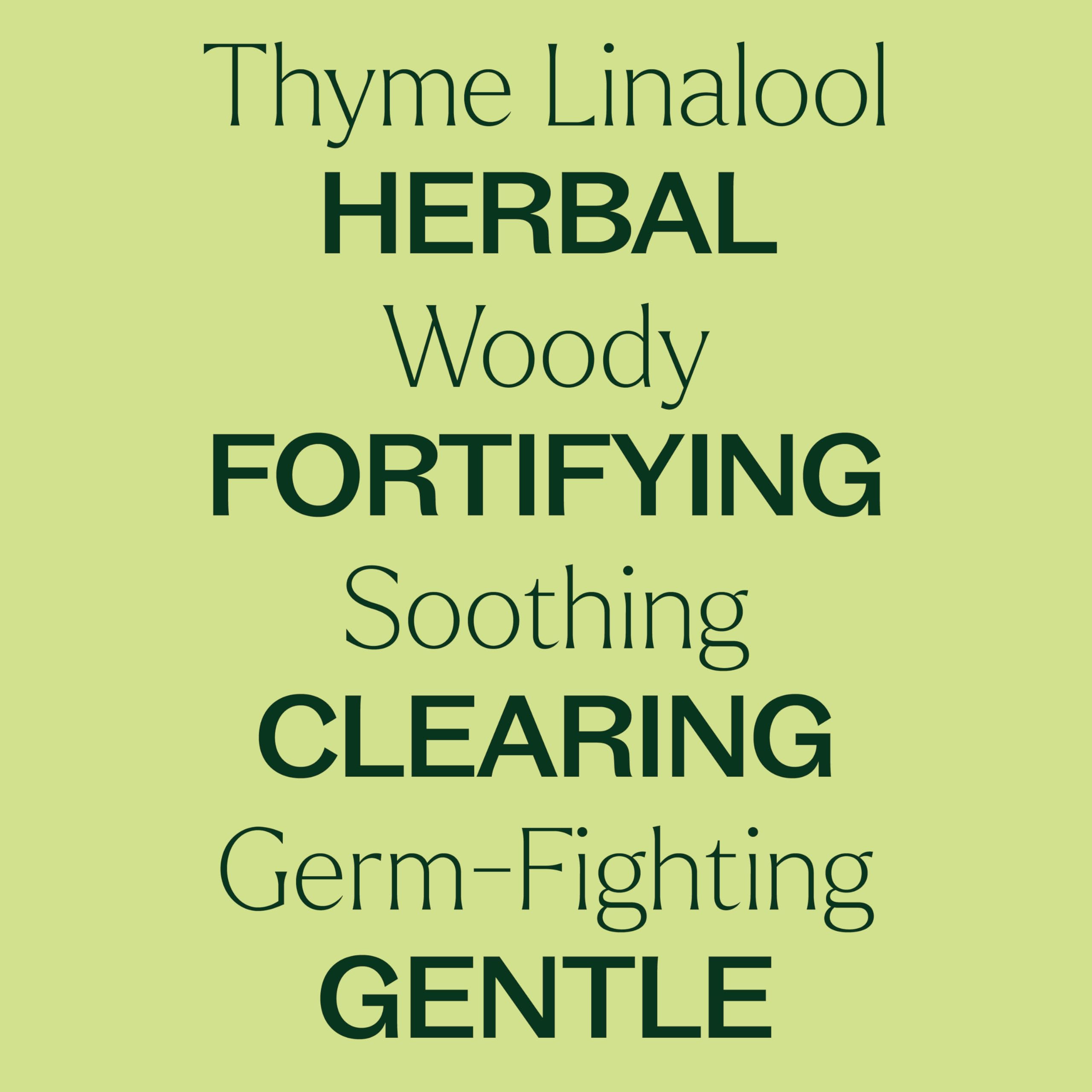 Herbaceous scent concept with Thyme Linalool and companion oils