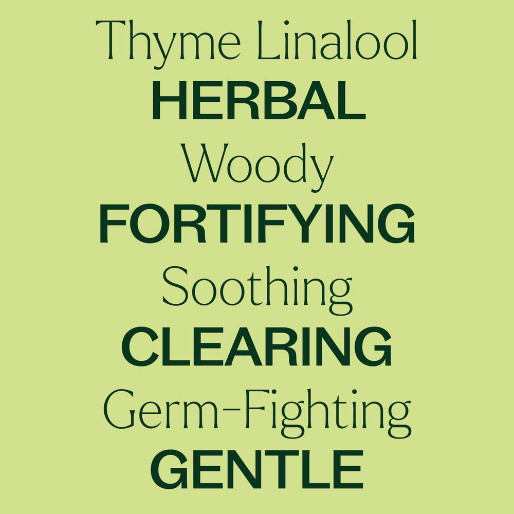 Herbaceous scent concept with Thyme Linalool and companion oils