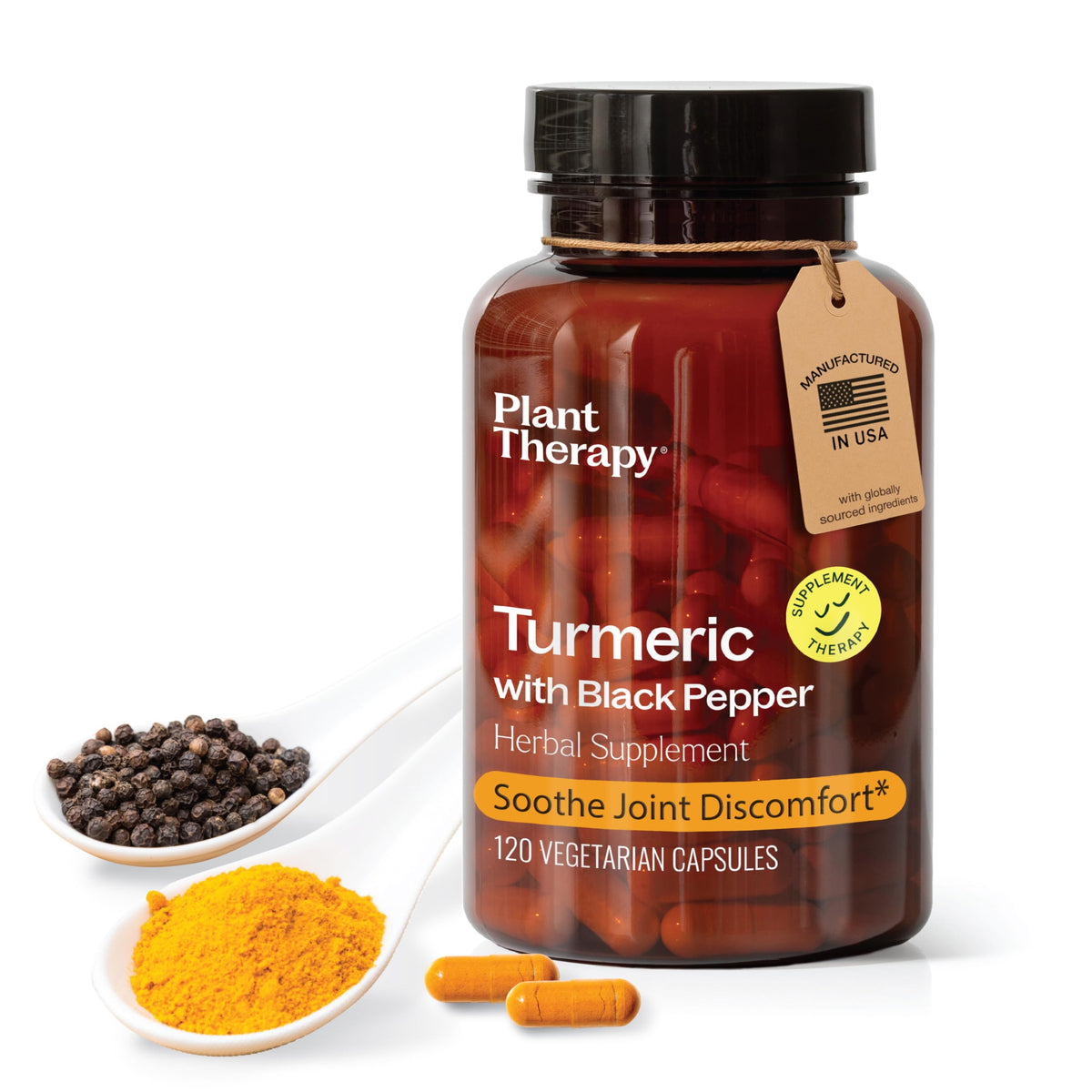 Bottle of Plant Therapy Turmeric Black Pepper Capsules