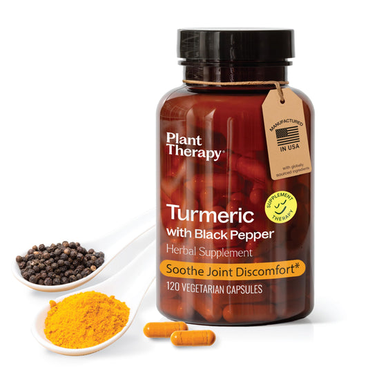 Bottle of Plant Therapy Turmeric Black Pepper Capsules
