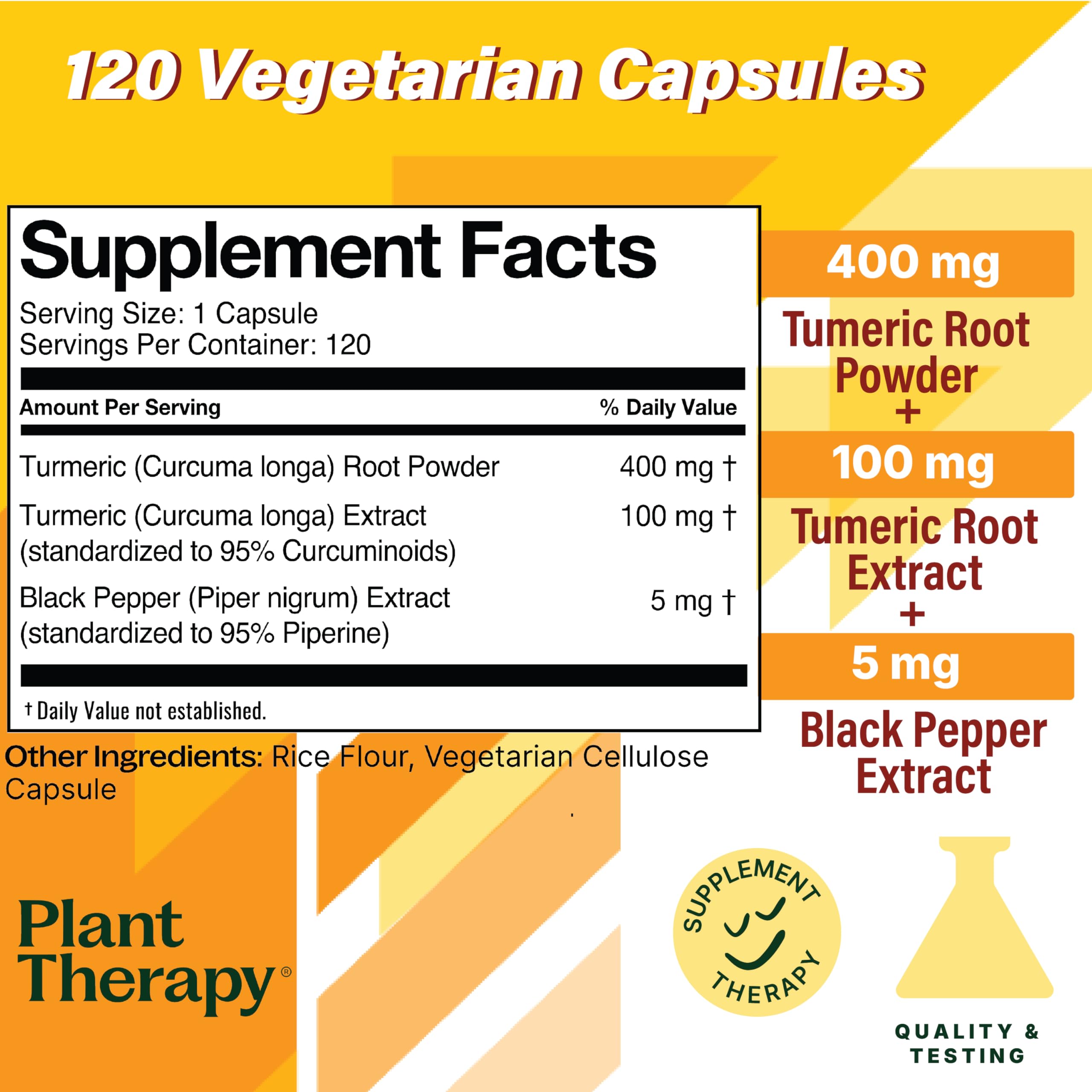 Plant Therapy Turmeric Black Pepper capsules on a white background