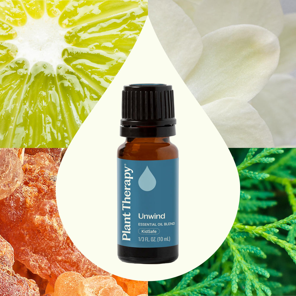 Label for Plant Therapy Unwind Essential Oil Blend
