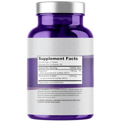 Label highlighting glucosamine sulfate 1000mg per serving