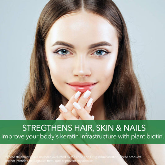 Close-up of PlantFusion Vegan Biotin 5000mcg capsules